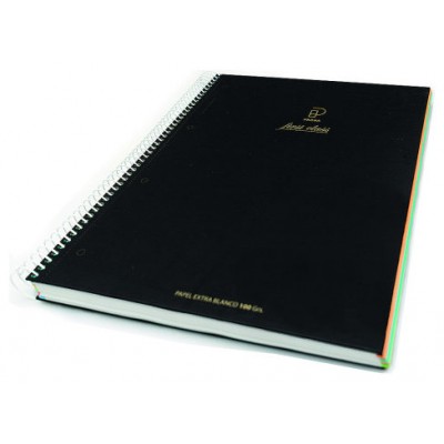 CUADERNO FIRST CLASS A5 TAPA NEGRA FORRADA MICROPERFORADO 120H 100GR TALADROS 5X5 BANDA 5 COLORES PACSA 16036 (MIN4) (Espera 4 dias)