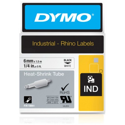 DYMO RHINO Cinta ID1-6 Negro/blanco tubo termorretractil