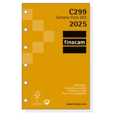 RECAMBIO ANUAL 2025 C299 CLASSIC602 73X114MM SEMANA VISTA HORIZONTAL FINOCAM 201240025 (Espera 4 dias)