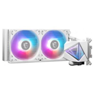 SISTEMA DE REFRIGERACION LIQUIDA MSI PARA CPU MAG CORELIQUID I240 WHITE,INTEL/AMD,RADIADOR 240mm,FAN4PIN,20dBA,ARGB (2 VENTILADORES) (BLANCO) (Espera 4 dias)