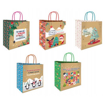 BOLSA KRAFT NAVIDAD MENSAJES BISMARK 331662 (MIN25) (Espera 4 dias)