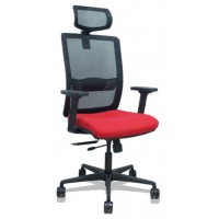 PIQUERAS Y CRESPO Silla Haches traslack malla negra asiento bali rojo brazos 2D ruedas 65mm cabecero regulable