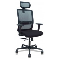 PIQUERAS Y CRESPO Silla Haches traslack malla negra asiento bali negro brazos 2D ruedas 65mm cabecero regulable