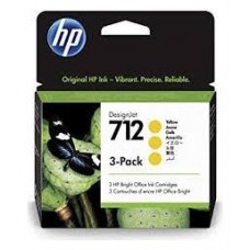 HP DesignJet T200/T600, 3 Pack Cartuchos Amarillo 712