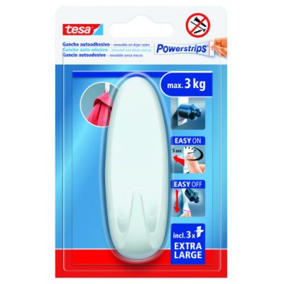 BLISTER GANCHO ADHESIVO XL OVALADO POWERSTRIPS 3KG BLANCO TESA 59025-00001-01 (Espera 4 dias)