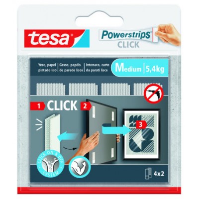 BLISTER TIRAS ADHESIVAS CUELGA OBJETOS POWERSTRIPS CLIK 5,4KG 4 PARES 80x20MM "M" TESA 77721-00001-00 (Espera 4 dias)