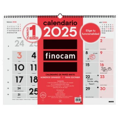 CALENDARIO 2025 NEUTRO PARED MIXTO XL 540X420MM FINOCAM 780020025 (Espera 4 dias)