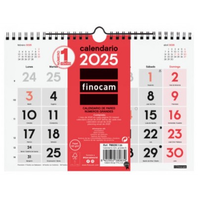 CALENDARIO 2025 NEUTRO PARED NUMEROS GRANDES S 210X150MM FINOCAM 780200025 (Espera 4 dias)