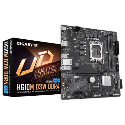 GIGABYTE H610M D3W DDR4 Placa base - Compatible con procesadores Intel Core de 14ª generación, VRM de 5+1+1 fases, hasta 3200 MHz DDR4, 1xPCIe 3.0 M.2, LAN 1 GbE, USB 3.2 Gen 1 (Espera 4 dias)