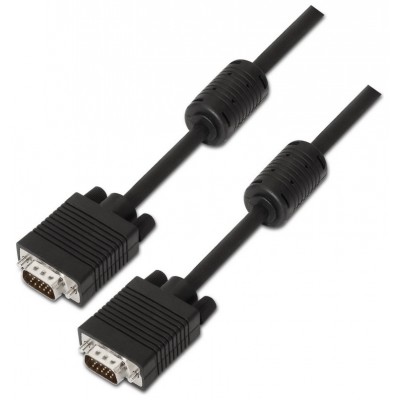 AISENS - CABLE SVGA CON FERRITA, HDB15/M-HDB15/M, NEGRO, 15M