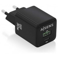 AISENS - CARGADOR GaN 30W, 1xUSB-C PD3.0 QC4.0, 1xUSB-A QC3.0, NEGRO