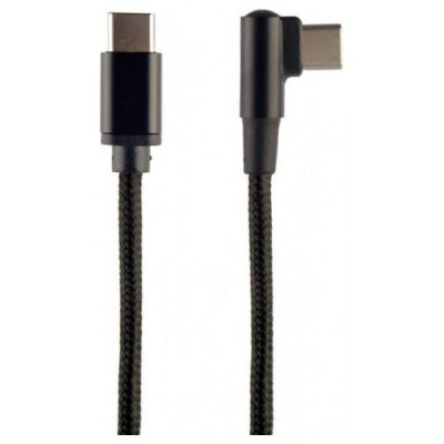 CABLE GEMBIRD USB TIPO C MACHO-MACHO TRENZADO DE ALGODON EN ANGULO, 0,2 M,NEGRO