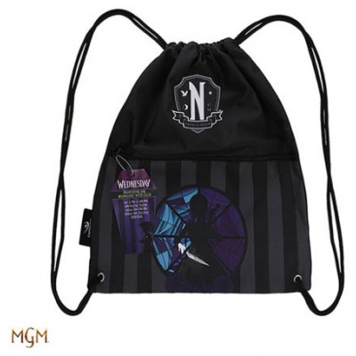 MOCHILA SACO WEDNESDAY CON CELLO 34X34,5 CM CINEREPLICAS CR2479 (Espera 4 dias)