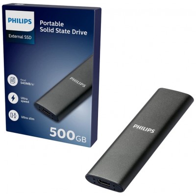 Disco M.2 Externo Philips 500gb Usb-c/usb3.0 540mb