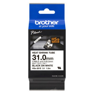 BROTHER Cinta tubo termorretractil. Texto negro sobre fondo blanco. PTP900W, PTP950NW, PTD800W