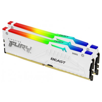 MEMORIA KINGSTON 32GB KIT2 6000MT/S DDR5 CL30  FURY BEAST WHITE RGB XMP - KF560C30BWAK2-32 (Espera 4 dias)