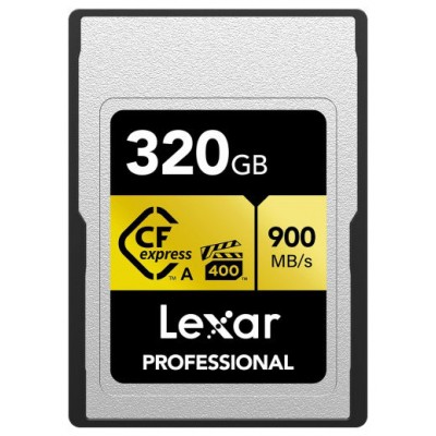 LEXAR 320GB PROFESSIONAL CFEXPRESS TYPE A CARD GOLD SERIE, UP TO 900MB/S READ 800MB/S WRITE. VPG 400 (Espera 4 dias)