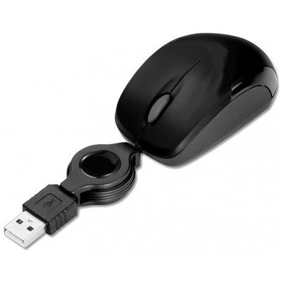 RATON USB MINI PHOENIX 1010+ NEGRO RETRACTIL (Espera 4 dias)