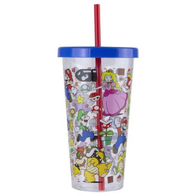 VASO DE PLÁSTICO CON PAJITA SUPER MARIO 700ML PALADONE REDSTRING PP8015NN (Espera 4 dias)