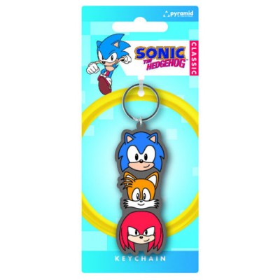 LLAVERO TRÍO APILADO SONIC, TAILS KNUCKLES 6 CM PYRAMID REDSTRING RK39440C (Espera 4 dias)