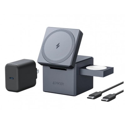 CARGADOR ANKER 3 EN 1 CON MAGSAFE CUBO GRIS